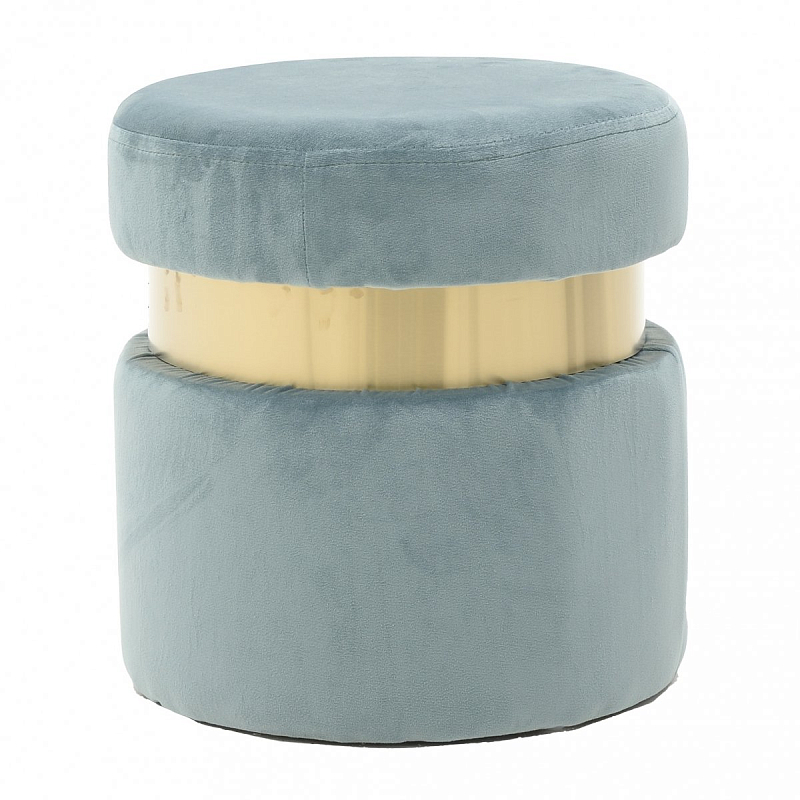 Пуф Golden Belt Pale Blue Голубой пастельный Золотой Пуф Golden Belt Pale Blue Голубой пастельный Золотой во Владивостоке | Loft Concept