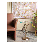 Столик с круглой стеклянной столешницей и корпусом в виде двух павлинов на ветке Table Two Peacocks варинант исполнения - 7 | Loft Concept во Владивостоке