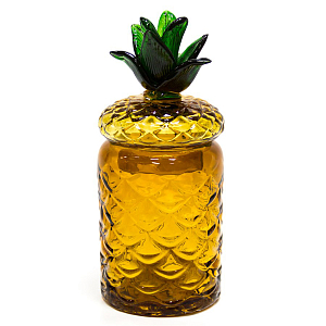 Ваза с крышкой Pineapple Transparent Amber M