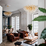 Люстра подвесная с прозрачными стеклянными подвесками в форме капель Диаметр 100 см Droplet Chandelier варинант исполнения - 11 | Loft Concept во Владивостоке