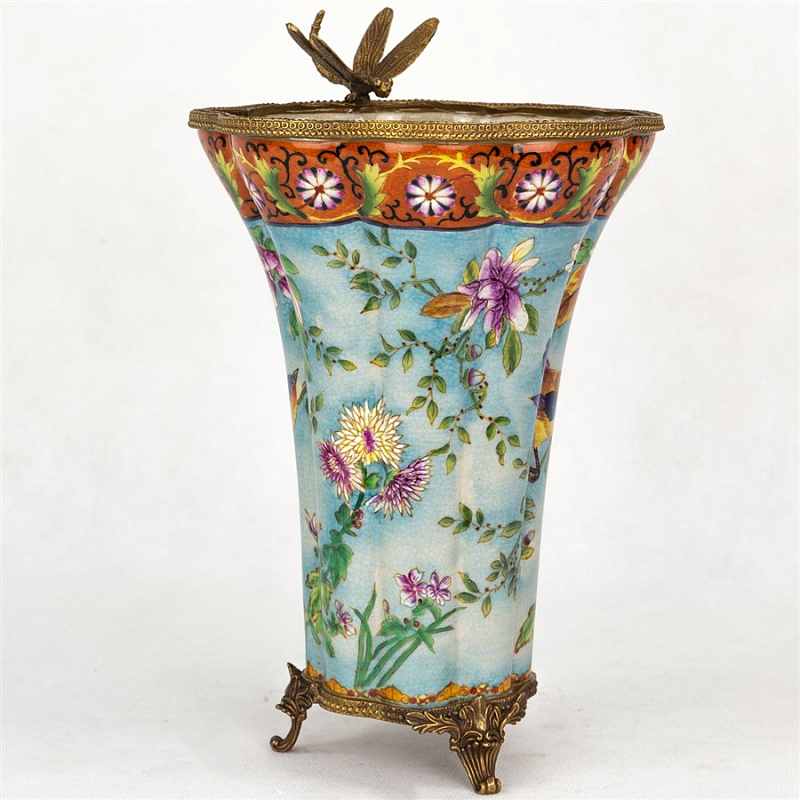 Фарфоровая ваза Bronze Dragonfly Vase Голубой Бронза Терракотовый Фарфоровая ваза Bronze Dragonfly Vase Голубой Бронза Терракотовый во Владивостоке | Loft Concept