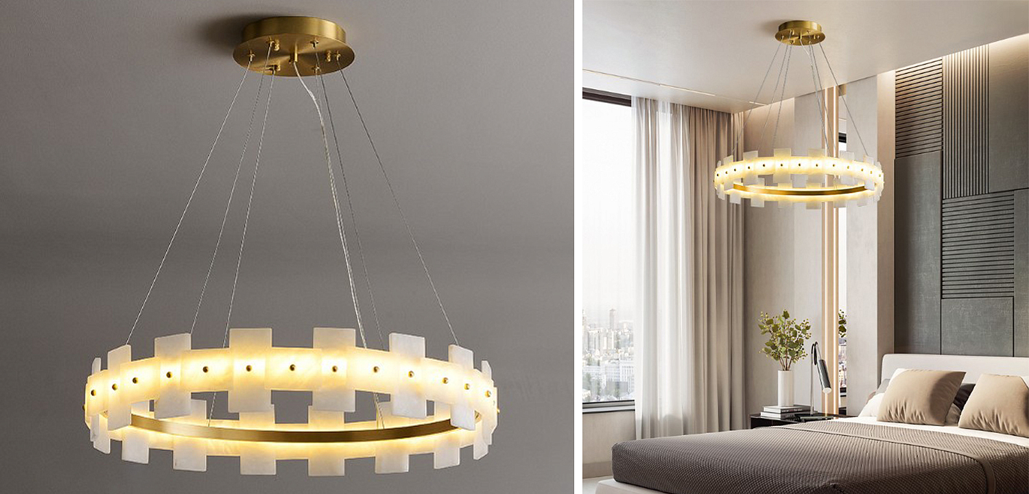 Дизайнерская светодиодная люстра с пластинами из натурального мрамора Marble Plates Chandelier Дизайнерская светодиодная люстра с пластинами из натурального мрамора Marble Plates Chandelier - Loft-Concept во Владивостоке