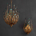 Бра настенное золотое с декором из бирюзовых элементов Peacock Tail варинант исполнения - 4 | Loft Concept во Владивостоке