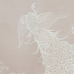 Обои ручная роспись в стиле Арт-деко Whistler Peacocks Special Colourway on Almost Mauve dyed silk варинант исполнения - 1 | Loft Concept во Владивостоке