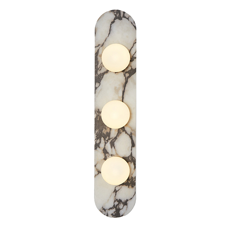 Бра с каменным основанием и 3-мя плафоном из стекла Shaw Marble Lighting Белый Черный Коричневый Бежевый Зеленый Бра с каменным основанием и 3-мя плафоном из стекла Shaw Marble Lighting Белый Черный Коричневый Бежевый Зеленый во Владивостоке | Loft Concept