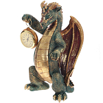 Часы в виде дракона Green Dragon Gold Mask with Clock варинант исполнения - 1 | Loft Concept во Владивостоке