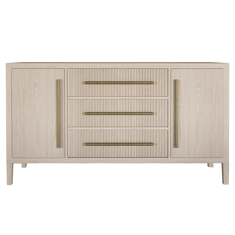 Буфет Primo с тремя ящиками и двумя фасадами Светлый дуб Древесина Золотой во Владивостоке | Loft Concept 