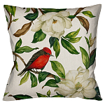 Декоративная подушка бежевая с изображением птиц и цветов Blooming Birds варинант исполнения - 1 | Loft Concept во Владивостоке