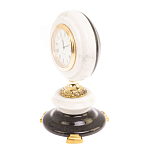 Часы настольные бронзовые из натуральных камней Мрамор и Змеевик Stone Clock варинант исполнения - 2 | Loft Concept во Владивостоке