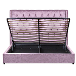 Кровать двуспальная фиолетовая с основанием из массива дерева с мягким изголовьем Velour Beds варинант исполнения - 3 | Loft Concept во Владивостоке
