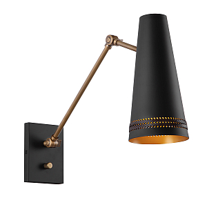 Бра черного цвета с конусным металлическим плафоном Alora
