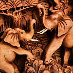 Панно из дерева пять слонов Panel With Animals варинант исполнения - 4 | Loft Concept во Владивостоке