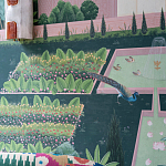 Обои ручная роспись Mahal Garden Original colourway on blue painted Xuan paper варинант исполнения - 4 | Loft Concept во Владивостоке