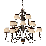Люстра бронзового цвета с бежевыми абажурами из органзы в классическом стиле Hinkley варинант исполнения - 1 | Loft Concept во Владивостоке
