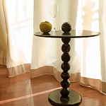 Дизайнерский журнальный стол с основанием в виде черных мраморных бусин Mybimus варинант исполнения - 1 | Loft Concept во Владивостоке