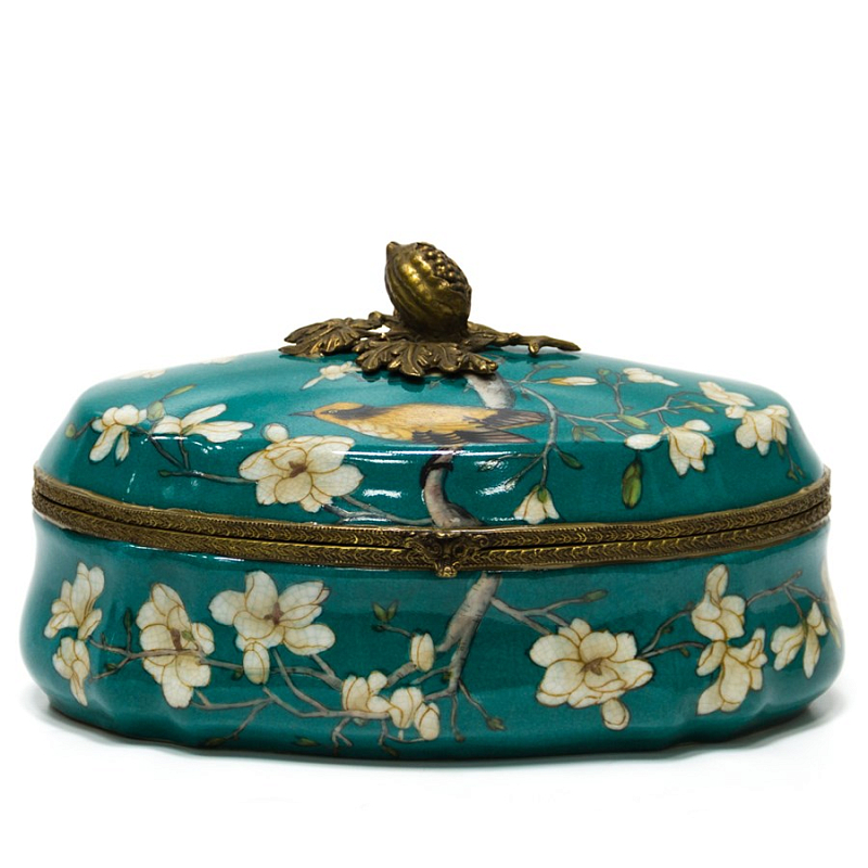 Шкатулка Box White Flowers Бирюзовый Бронза Шкатулка Box White Flowers Бирюзовый Бронза во Владивостоке | Loft Concept