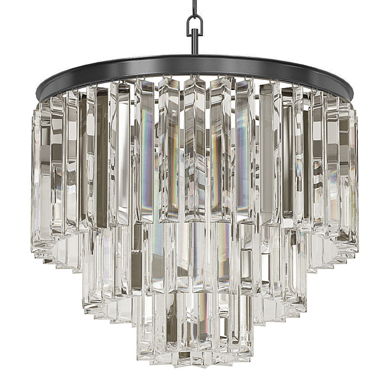 Люстра Odeon Clear Glass Fringe Chandelier - 3 rings Черный во Владивостоке | Loft Concept 
