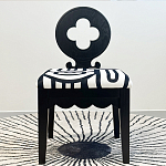 Дизайнерский стул с круглой деревянной спинкой Black and White Clover варинант исполнения - 2 | Loft Concept во Владивостоке