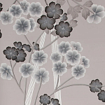 Обои ручная роспись Anemones in Light Dusk colourway on Lilac Hint slub silk варинант исполнения - 1 | Loft Concept во Владивостоке