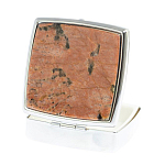 Таблетница карманная квадратная с 2-мя отделениями с зеркалом и накладкой из натурального камня Пегматит Silver Stone Pillboxes варинант исполнения - 2 | Loft Concept во Владивостоке