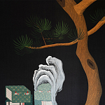 Обои ручная роспись The Art of Learning and Steps for the Flowers by Teo Yang Original colourway on Pitch dyed silk варинант исполнения - 2 | Loft Concept во Владивостоке