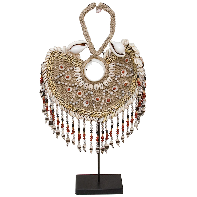 Этническое украшение из ракушек на подставке Aboriginal Shell Collar Бежевый Коричневый Красный Черный Этническое украшение из ракушек на подставке Aboriginal Shell Collar Бежевый Коричневый Красный Черный во Владивостоке | Loft Concept