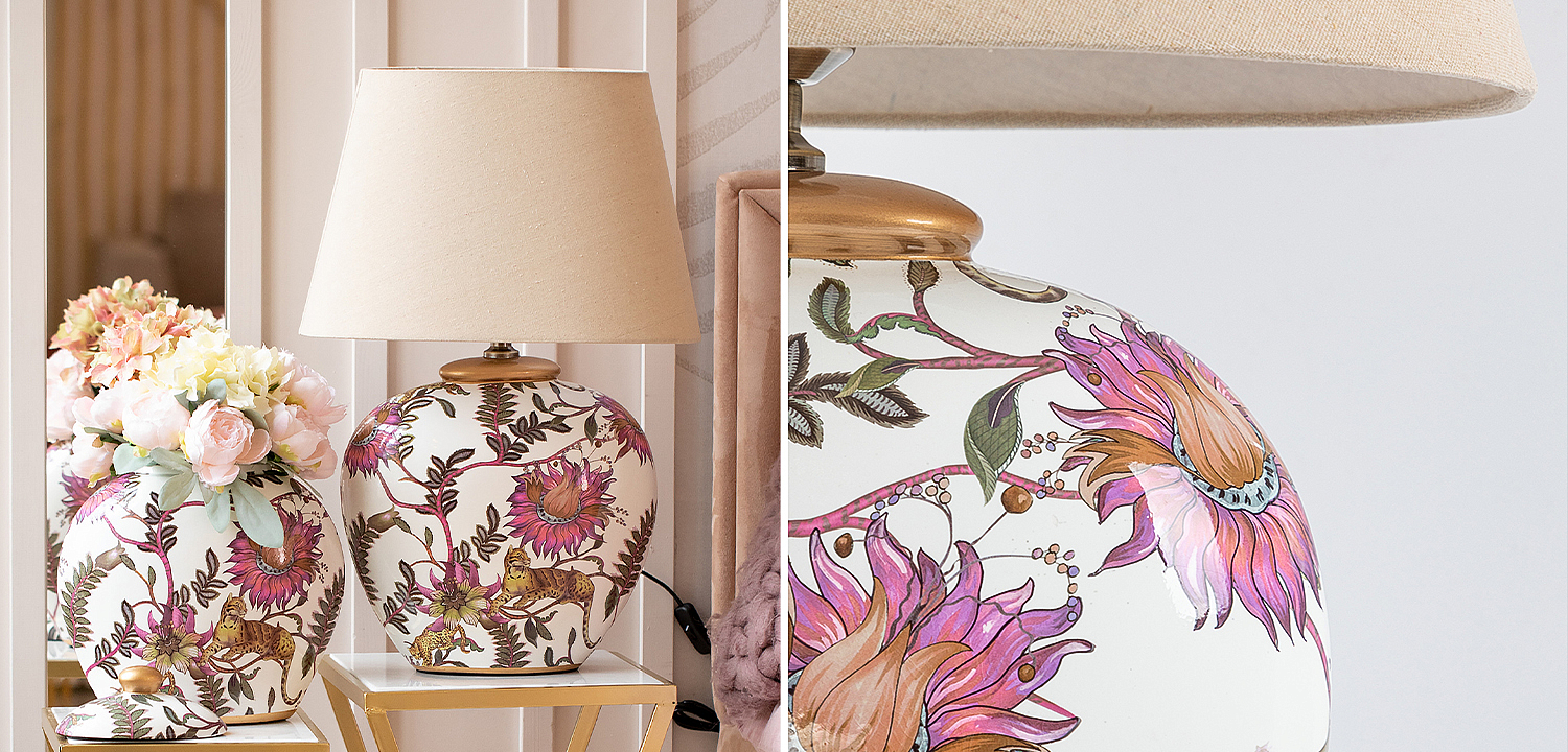 Настольная лампа с абажуром Leopard Flowers Lampshade Настольная лампа с абажуром Leopard Flowers Lampshade - Loft-Concept во Владивостоке
