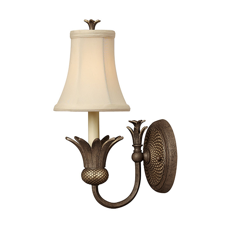 Бра с бежевым тканевым абажуром и декоративной чашей Hinkley Бронза Белый Бежевый Никель во Владивостоке | Loft Concept 