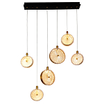 Подвесной светильник с плафонами из рельефного стекла Peony Glass Bronze Six варинант исполнения - 2 | Loft Concept во Владивостоке