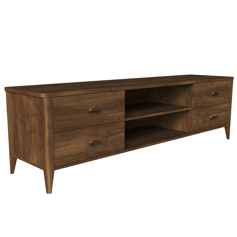 ТВ-тумба с 4-мя ящиками и полками из массива бука Tasteful Furniture Коричневый ТВ-тумба с 4-мя ящиками и полками из массива бука Tasteful Furniture Коричневый во Владивостоке | Loft Concept
