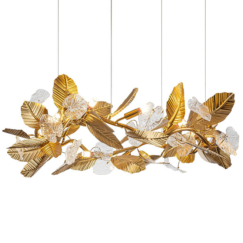 Люстра на ветвистом каркасе с листьями Golden Wreath Золотой Белый Люстра на ветвистом каркасе с листьями Golden Wreath Золотой Белый во Владивостоке | Loft Concept