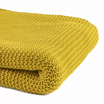 Плед из хлопка жемчужной вязки горчичного цвета Waffle Comfort варинант исполнения - 2 | Loft Concept во Владивостоке