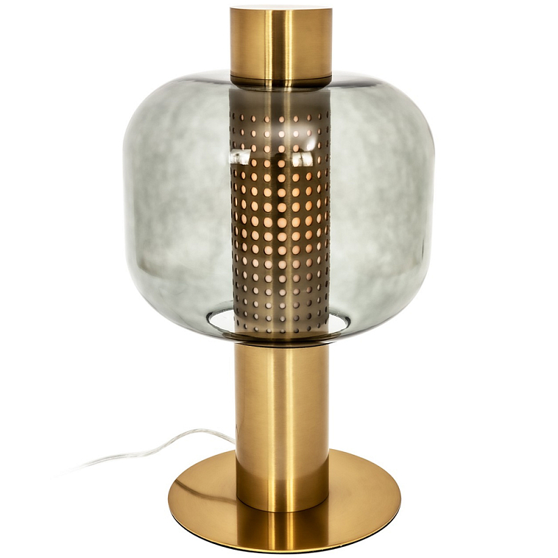 Настольная лампа со стеклянным плафоном Elario Metal Glass Table Lamp Латунь Дымчатый (Smoke) Настольная лампа со стеклянным плафоном Elario Metal Glass Table Lamp Латунь Дымчатый (Smoke) во Владивостоке | Loft Concept
