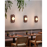 Настенный светильник овальный с деревянным основанием Wood Wall Lamp варинант исполнения - 1 | Loft Concept во Владивостоке