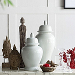 Ваза белая с крышкой однотонная Chinoiserie Ceramics варинант исполнения - 4 | Loft Concept во Владивостоке