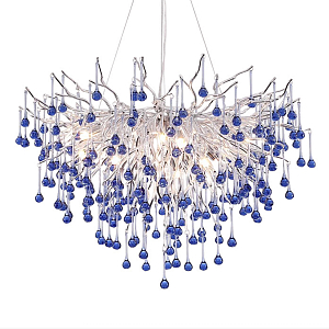 Люстра с синими стеклянными подвесками в форме капель FAIRYTREE Light