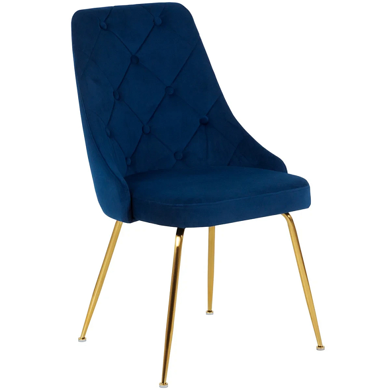 Стул в темно-синей велюровой обивке Ward Dark Blue Velour Chair Золотой Темно-синий Стул в темно-синей велюровой обивке Ward Dark Blue Velour Chair Золотой Темно-синий во Владивостоке | Loft Concept