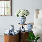 Ваза округлой формы с синим цветочным узором Blue & White Ornament  варинант исполнения - 4 | Loft Concept во Владивостоке