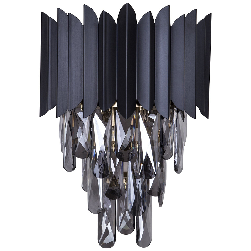 Бра с хрустальными подвесками Blake Metal Crystal Wall Lamp Черный матовый Стекло Смок Бронза Бра с хрустальными подвесками Blake Metal Crystal Wall Lamp Черный матовый Стекло Смок Бронза во Владивостоке | Loft Concept