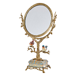 Зеркало с бронзовой подставкой в виде дерева и фарфоровыми птичками на голубом основании Eden Garden варинант исполнения - 1 | Loft Concept во Владивостоке