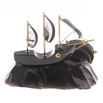 Часы настольные в виде парусника из натурального камня Обсидиан Sailboat Stone Clock варинант исполнения - 6 | Loft Concept во Владивостоке