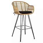 Стул барный с ротанговым плетением Half Bar Chair with Wicker с подлокотниками варинант исполнения - 2 | Loft Concept во Владивостоке