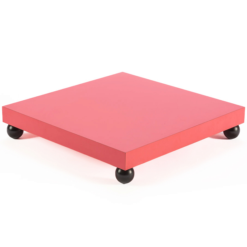 Дизайнерский кофейный стол на круглых ножках Poltronova T02 Pink Coffee Table Розовый Черный Дизайнерский кофейный стол на круглых ножках Poltronova T02 Pink Coffee Table Розовый Черный во Владивостоке | Loft Concept