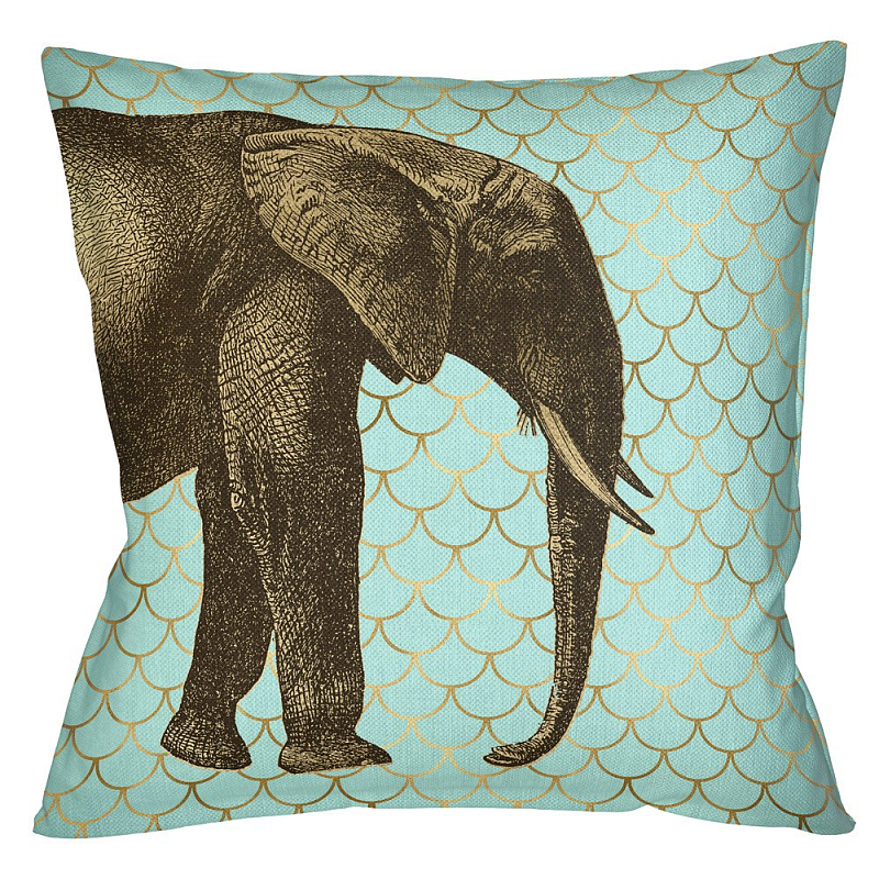 Подушка Safari light blue elephant Бирюзовый Глянцевое золото Подушка Safari light blue elephant Бирюзовый Глянцевое золото во Владивостоке | Loft Concept