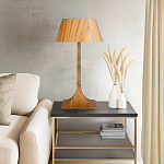 Настольная лампа со скошенным конусовидным абажуром и фигурной ножкой в цвете тик Accord Lighting варинант исполнения - 7 | Loft Concept во Владивостоке