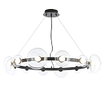 Люстра подвесная круглая с 12-ю прозрачными куполообразными плафонами и черным металлическим основанием Flos Wireline Lighting варинант исполнения - 1 | Loft Concept во Владивостоке