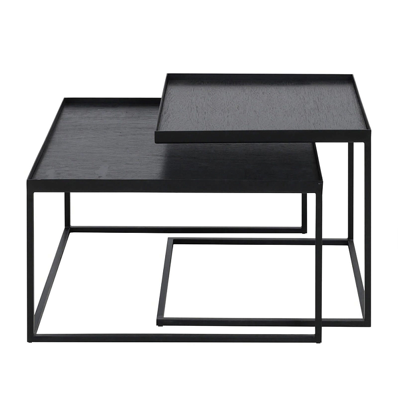 Комплект столиков с квадратными столешницами черные Black Table Combination Черный во Владивостоке | Loft Concept 