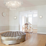 Люстра подвесная круглая с молочными стеклянными подвесками в форме капель Droplet Chandelier варинант исполнения - 4 | Loft Concept во Владивостоке