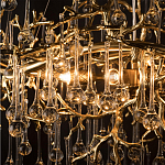 Подвесная люстра в виде ветвей деревьев золотого цвета с прозрачными подвесками-каплями 10 и 14 ламп Droplet Chandelier варинант исполнения - 6 | Loft Concept во Владивостоке