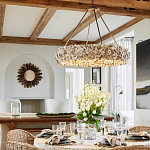 Люстра круглая с абажуром из устричных раковин Sea Ravens варинант исполнения - 4 | Loft Concept во Владивостоке